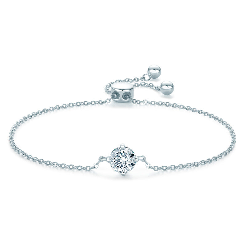 Elegant Sterling Silver Bracelet with Moissanite Diamond – Timeless Design, Luxurious Jewelry for Women