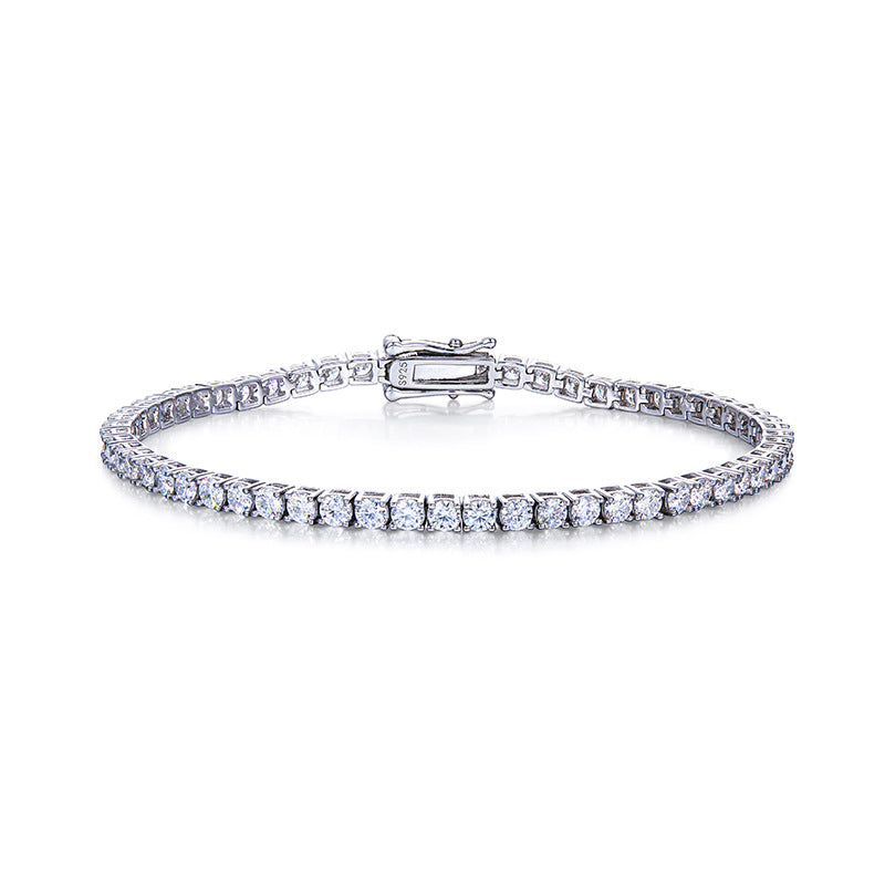 Exquisite Sterling Silver Bracelet with Moissanite Diamonds – Luxurious Design, Sparkling Jewelry for Women