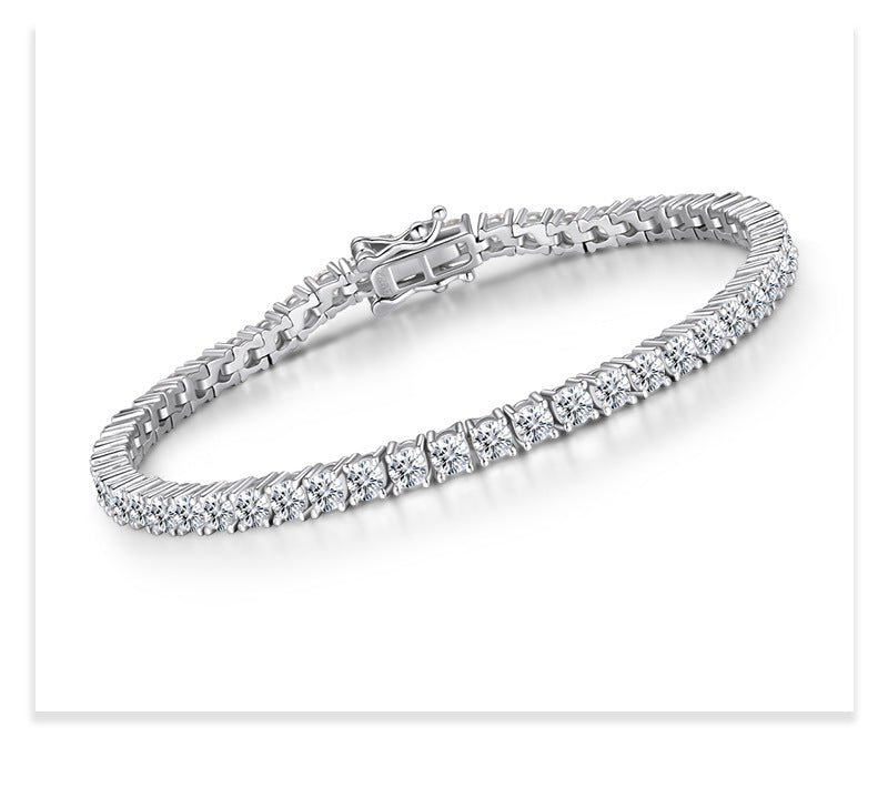 Exquisite Sterling Silver Bracelet with Moissanite Diamonds – Luxurious Design, Sparkling Jewelry for Women